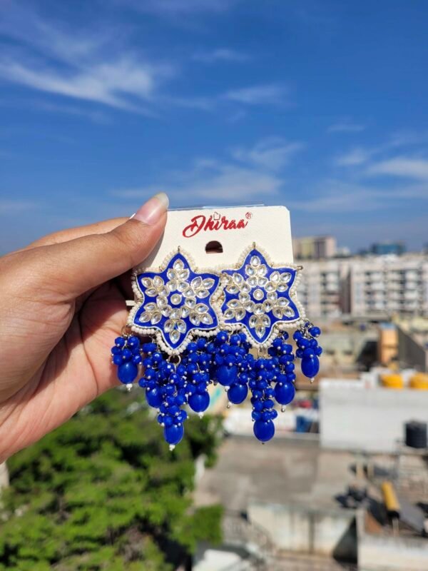 Star Meenakari Earrings - Blue