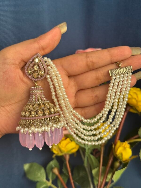 Sana Premium Earrings With Kaan Chain - Lavender