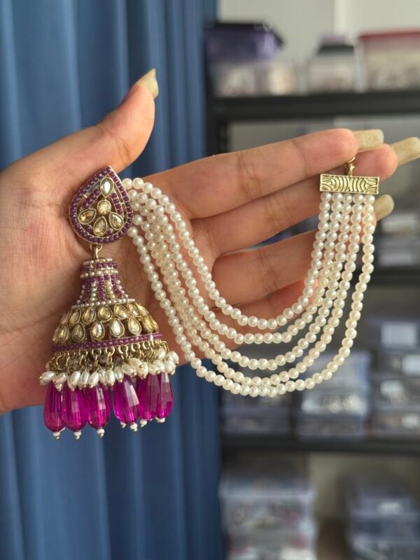 Sana Premium Earrings With Kaan Chain - Purple