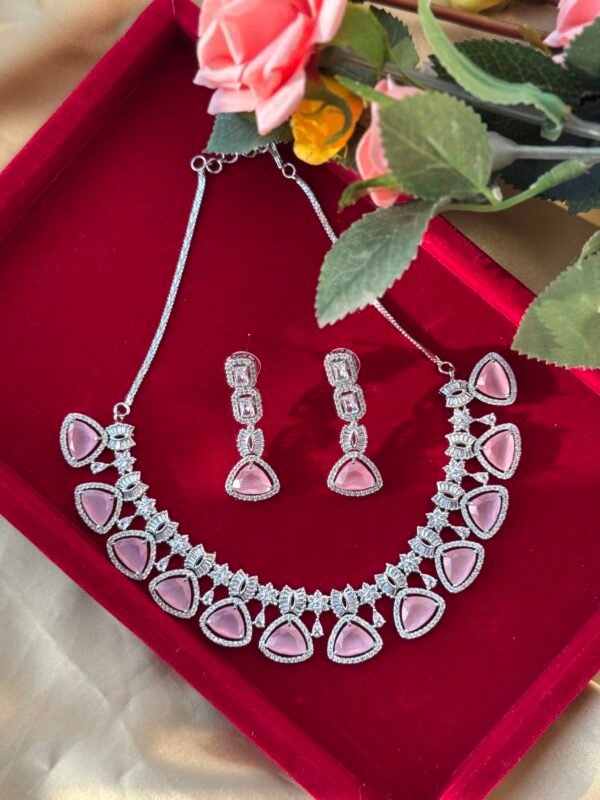 Himanshi Premium American Diamond Set - Pink