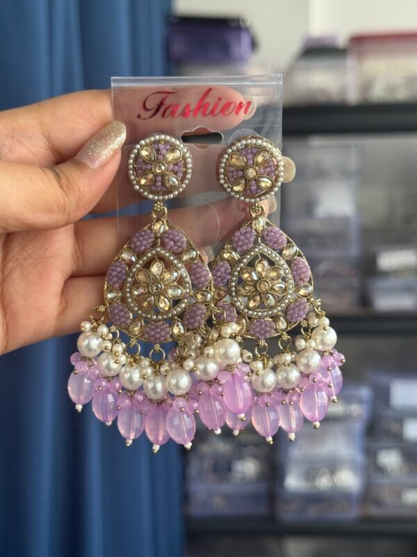 Rewati Kundan Earrings - Lavender