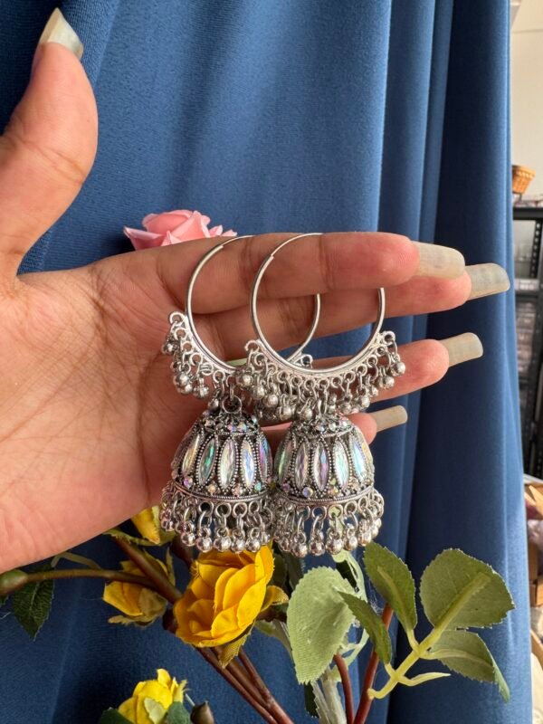 Stone Jhumka Bali Earrings