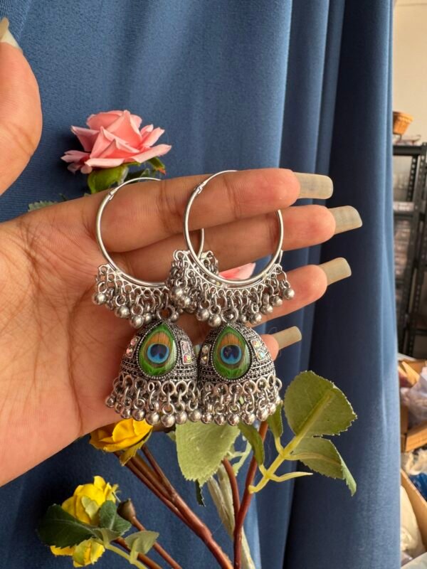 Peacock Jhumka Bali Earrings