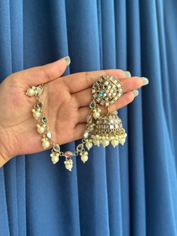 Shivani Mirror Jhumka with Kaan chain