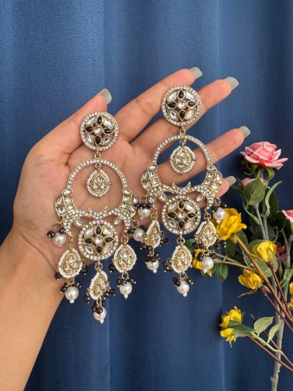 Sonakshi Premium Chandbali Earrings - Black
