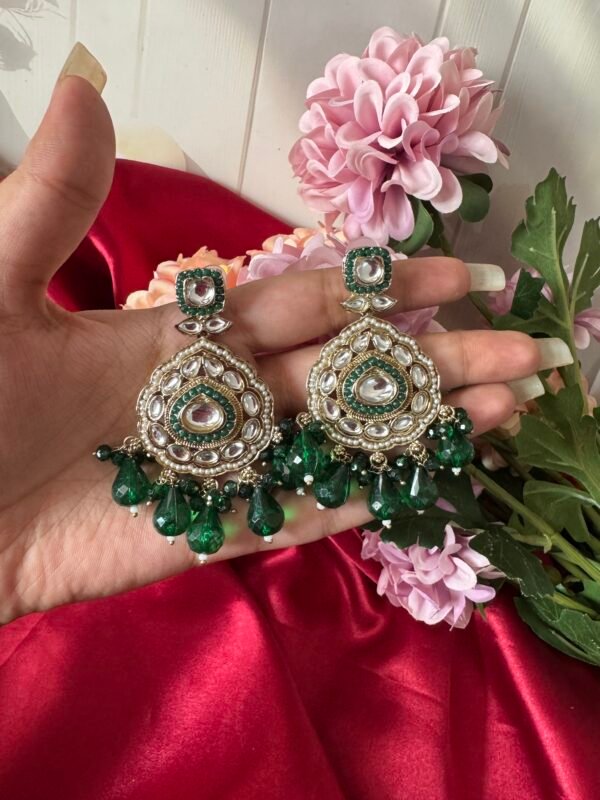 Jhansi Premium Earrings - Dark Green
