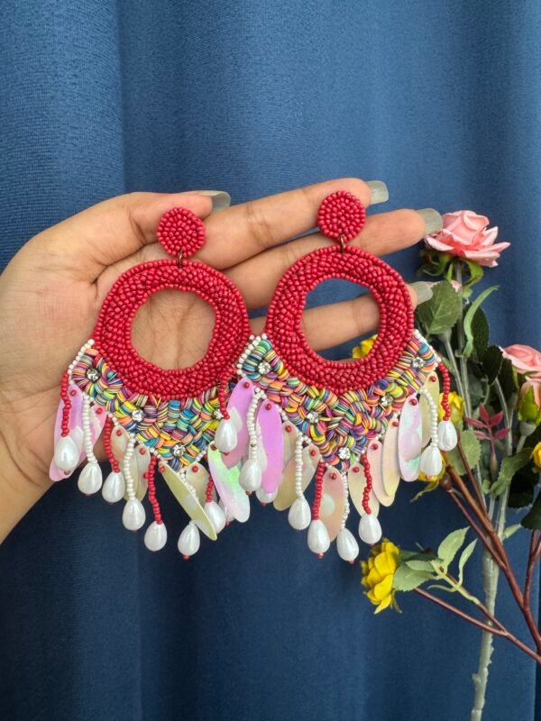 Handmade Tassel Earrings - Red