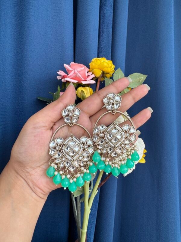 Chandbali Earrings - Mint Green