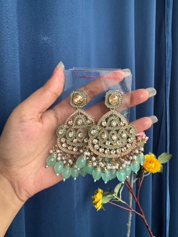 Vedika Premium Earrings - Mint Green
