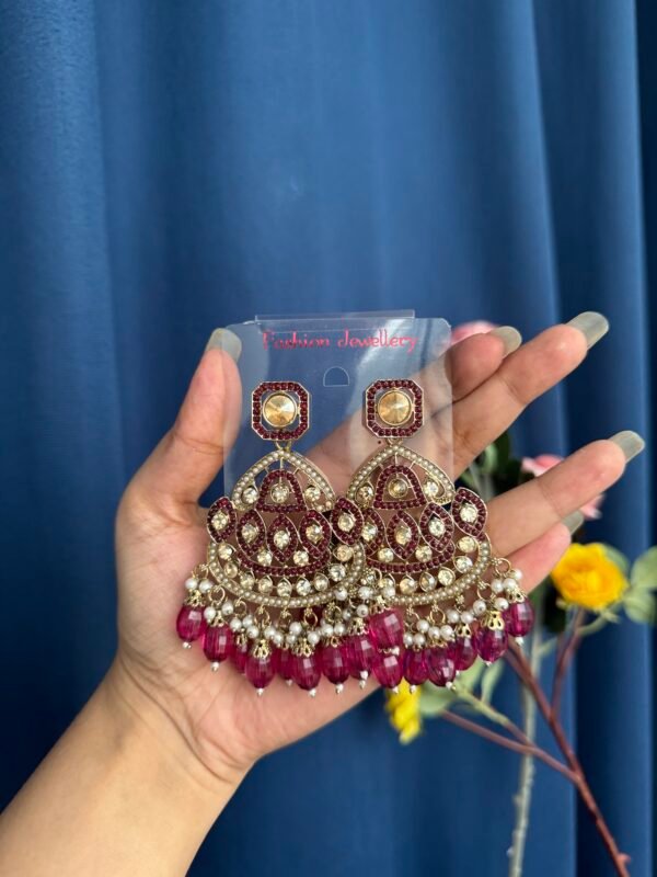 Vedika Premium Earrings - Wine
