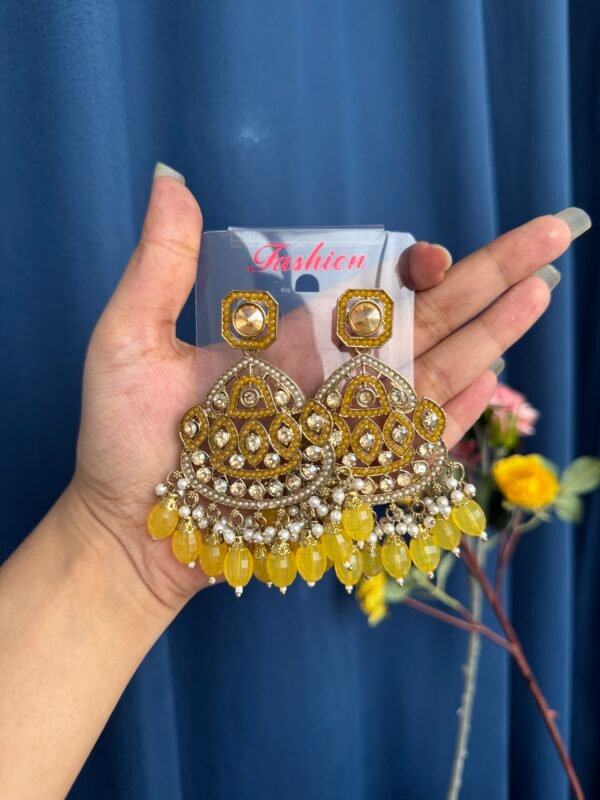 Vedika Premium Earrings - Yellow