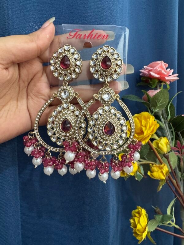 Ritika Premium Earrings - Wine