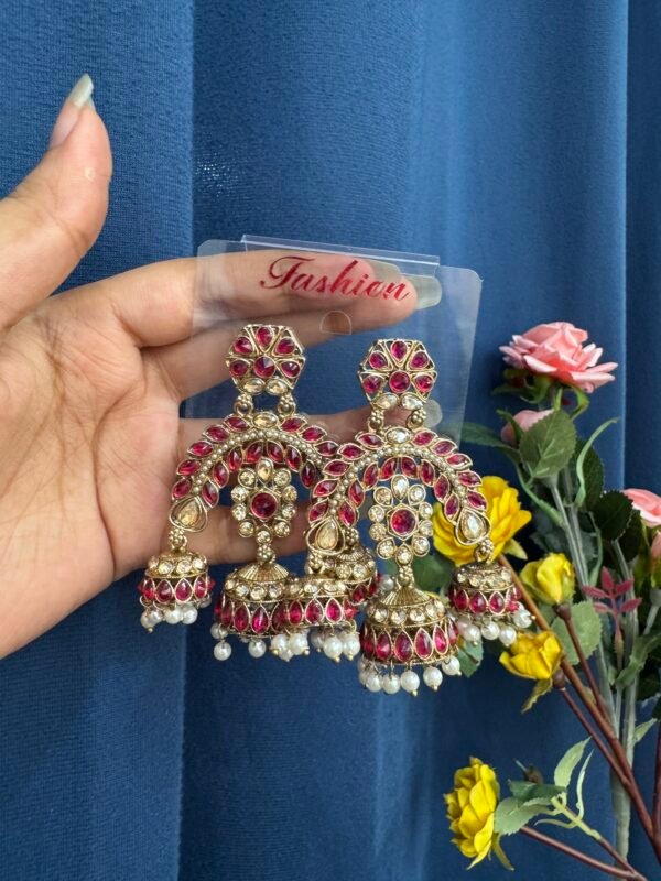 Alisha Premium Earrings - Dark Pink