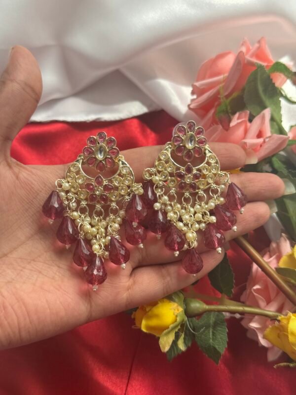 Drishti Kundan Earrings - Wine