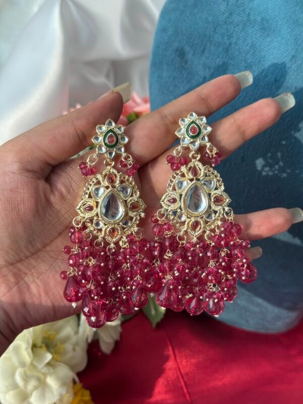Premium Meenakari Earrings - Pink