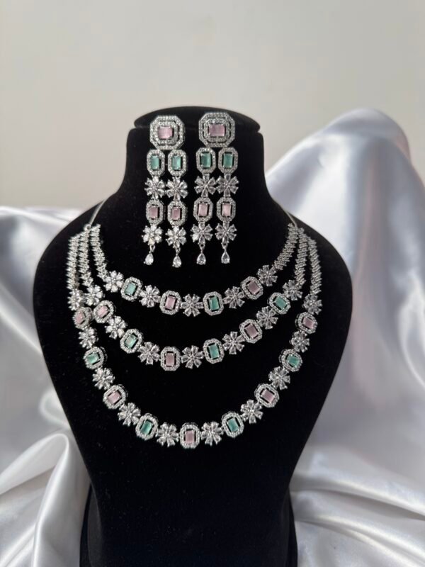Avneet 3 Layer American Diamond Set - Multi
