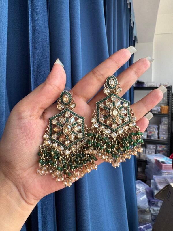 Urmila Premium Earrings - Dark Green