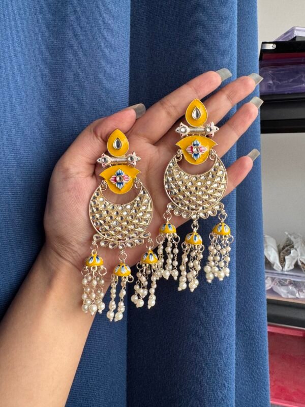 Nisha Meenakari Earrings - Yellow