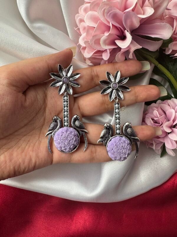 Unique Flower Earrings - Lavender