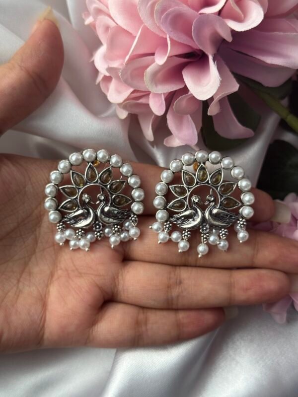 Bird Peal Studs - White