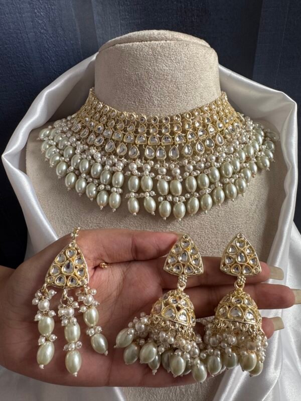 Pooja Premium Kundan Set - White
