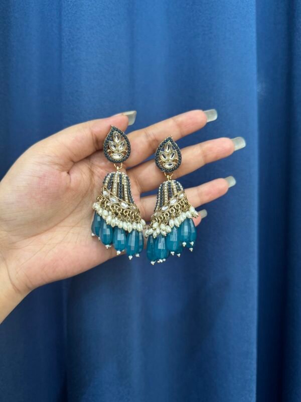 Chitra Jhumka - Teal Blue
