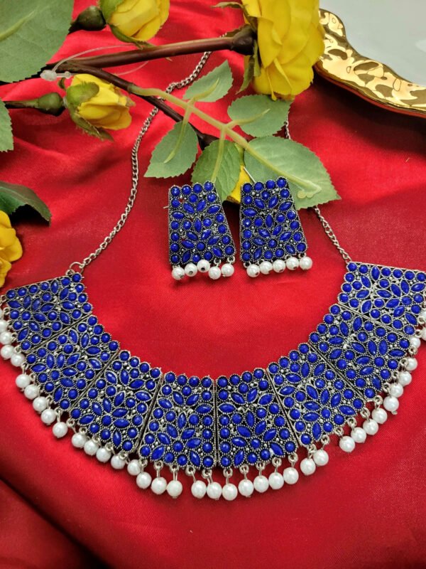 Oxidised Stone Set - Blue